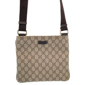 Gucci GG Plus Monogram Flat Messenger Crossbody Bag Brown